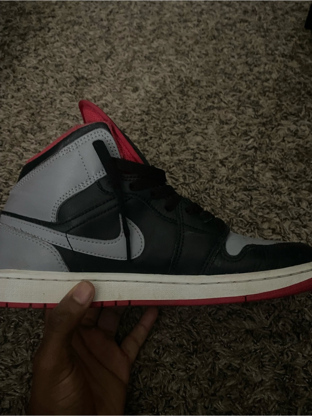 Nike Men's High-Top Sneakers in Black, Gray & Red